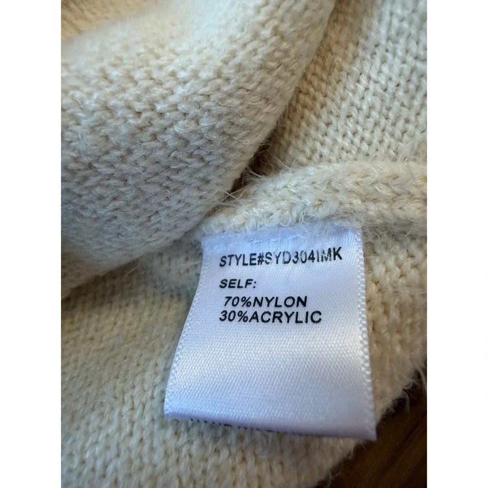 GB Cream Fuzzy Eyelash‎ Balletcore Sweater Dress L Soft Girl Stretch Nylon Cozy